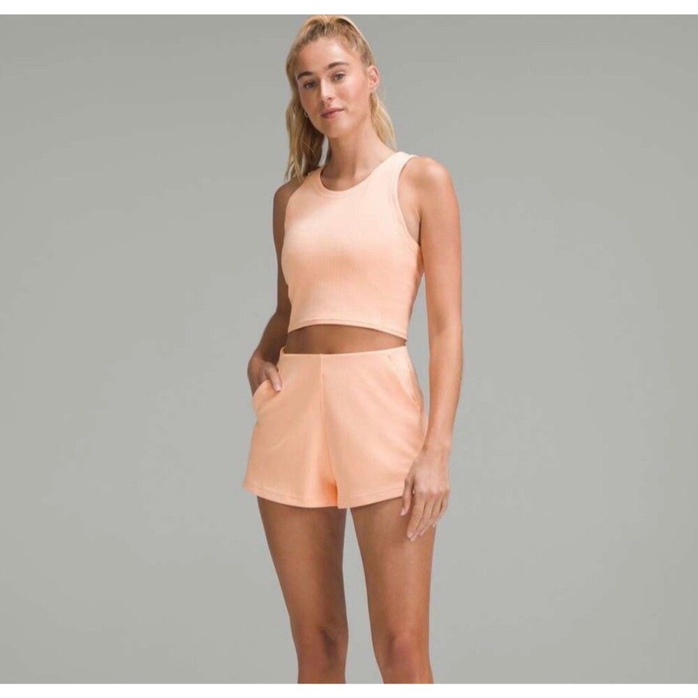 New Lululemon Size 4 Ribbed Softstreme Cropped Tank PCHB Peach Bellini